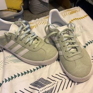 New mint colored adidas gazelle sneakers